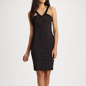 Leifsdottir xs cotton fitted ruched dress in moss